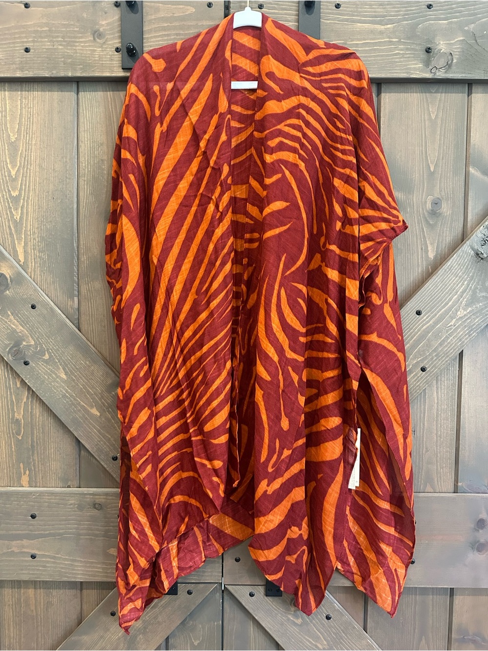 lovestitch Orange and Burgundy Zebra Drape cover up wrap